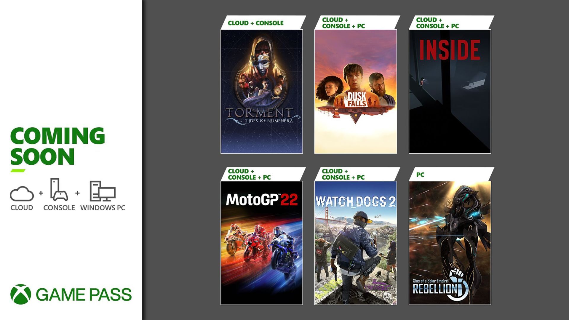 As Dusk Falls, Inside, Watch Dogs 2 y más títulos llegan a Game Pass.